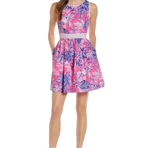 Lilly Pulitzer Alivia Fit &‎ Flare Dress in Pink Tropics Sun Drenched Size 00